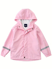 Kids Raincoat Boys Girls Spring Autumn PU Jacket Waterproof Reflective Strips