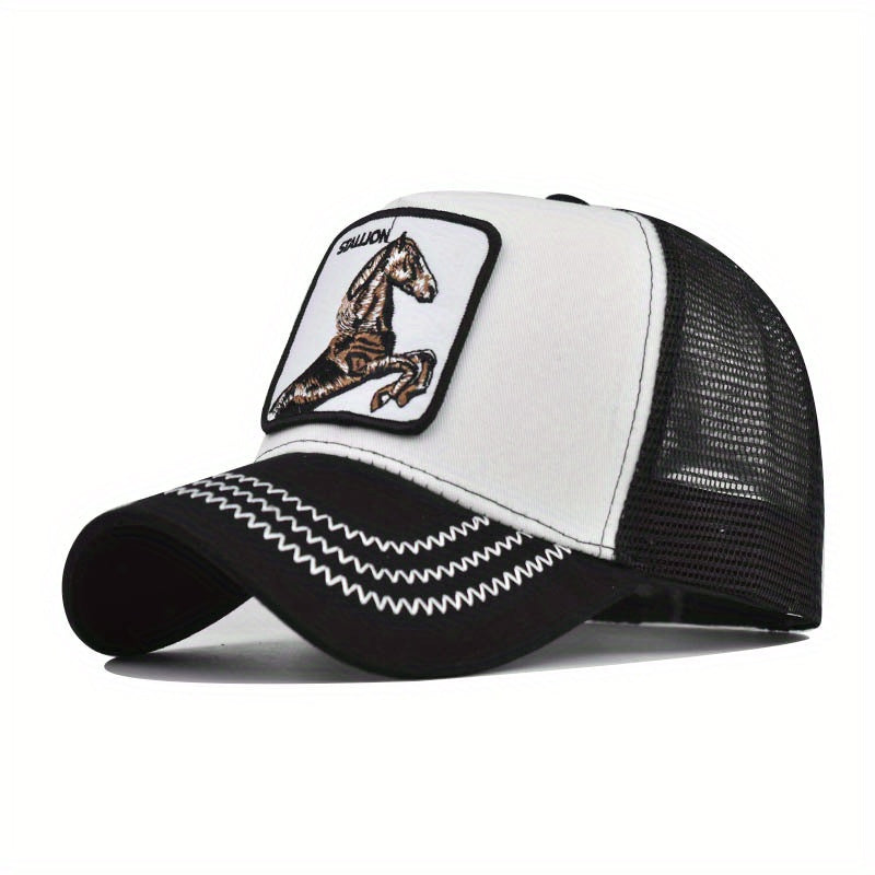 Animal Embroidery Patch Baseball Cap Unisex Adjustable Mesh Dad Hat