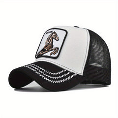 Animal Embroidery Patch Baseball Cap Unisex Adjustable Mesh Dad Hat