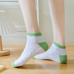 5 Pairs Floral Cartoon Print Socks Lightweight & Breathable Low Cut Ankle Socks