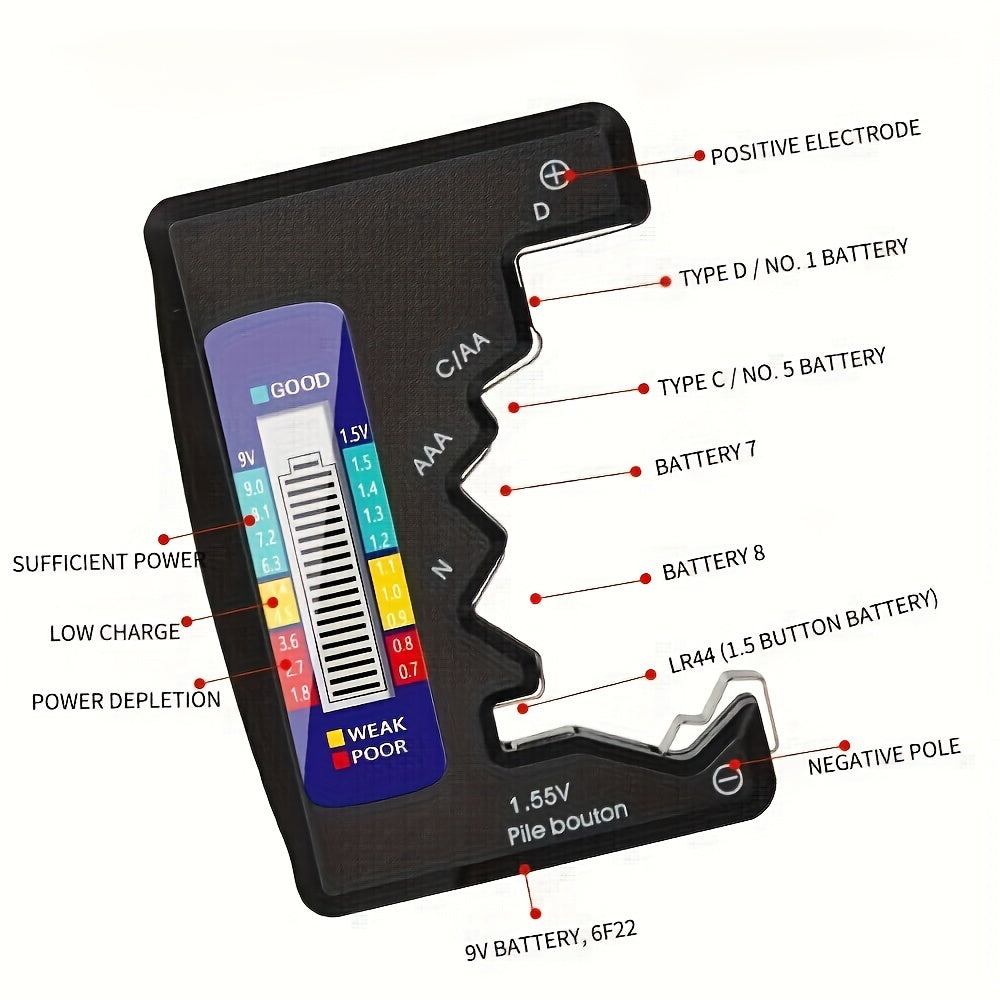 Digital Tester LCD Display for AA AAA 9V 1 5V Button Cells