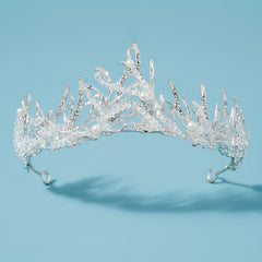 Silvery Crystal Headband Faux Pearl Hair Band Tiara Wedding Accessories