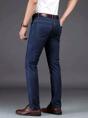 Business Casual Mens Straight Leg Stretch Denim Jeans with Pockets