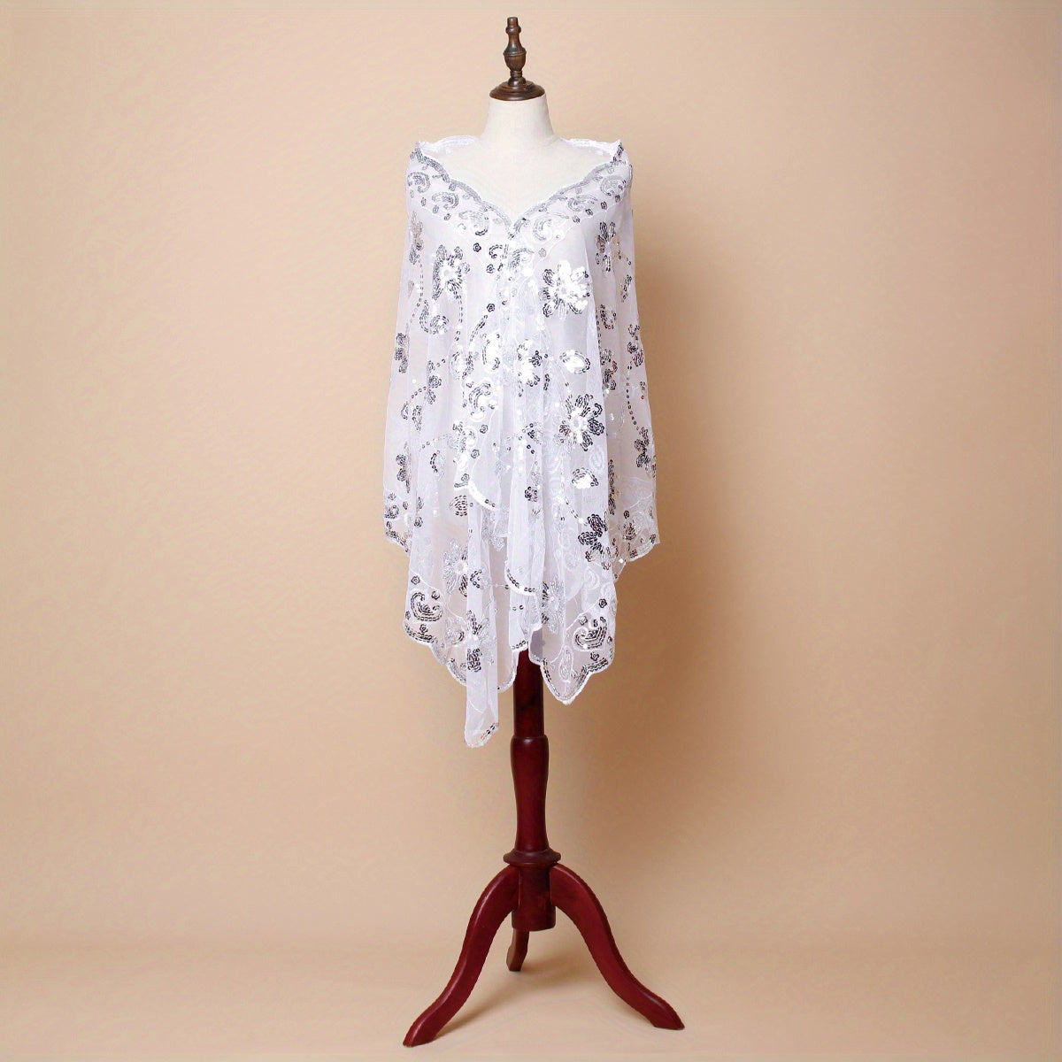 Lace Sequin Bridal Shawl Wrap for Autumn Wedding