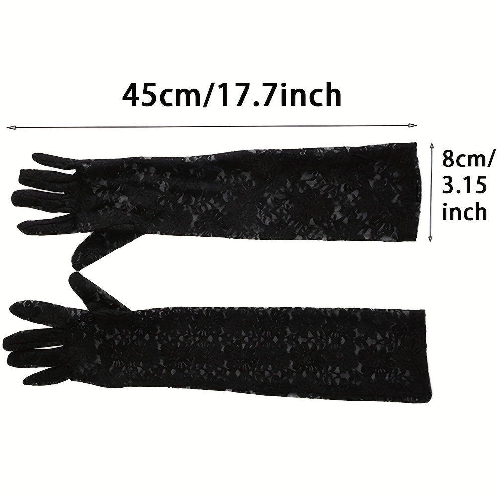 Long Lace Floral Gloves for Party Wedding Bridal