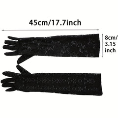 Long Lace Floral Gloves for Party Wedding Bridal