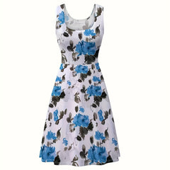 Casual Floral Print Plus Size Tank Dress