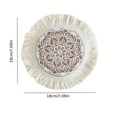 3pcs Bohemian Woven Tassel Coasters Christmas Theme Home Decor Placemats
