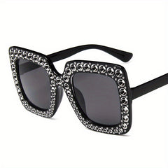 Square Rhinestone Sunglasses Mod Gradient Lens Glasses UV400