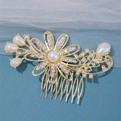 Girls Rhinestone Hairpin Crystal Flower Faux Pearl Hairpin