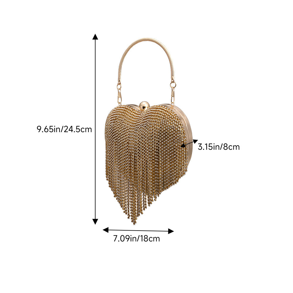 Heart Shape Women's Clutch Bag Evening Party Bridal Handbag