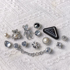 13pcs Shoe Jewelry Rhinestone Chain Bear Triangle Shoe Buckle for Kids Adult