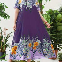 Boho Kaftan Dress Floral Print Maxi Dress