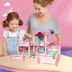 Pink Girls Toy House 2 Tier 5 Room 1 Terrace Assemble DIY Villa Castle