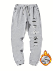 Moon Phase Pattern Casual Graphic Drawstring Joggers Sweatpants