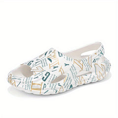 Men's Letter Print Slip On Platform Sandals
