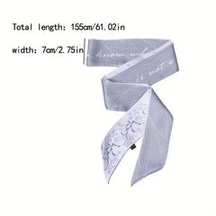 Flower Printed Neckerchief Skinny Scarf Headband Hair Tie