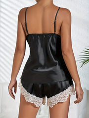 Lace Pajama Set V Neck Cami Top & Shorts