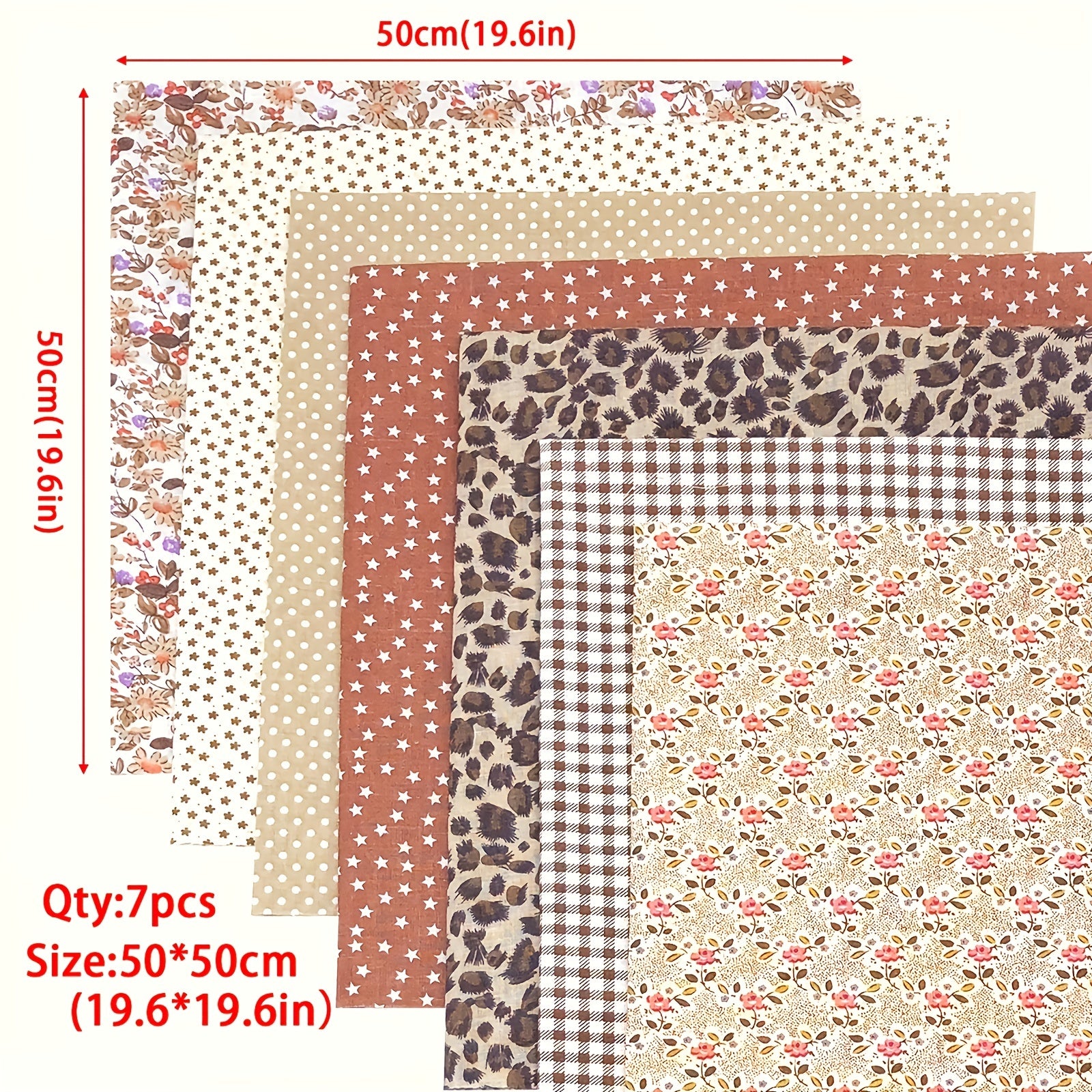 7pcs 49 78 49 Coffee Series Floral Cotton Fabric Quilting Patchwork Fabric