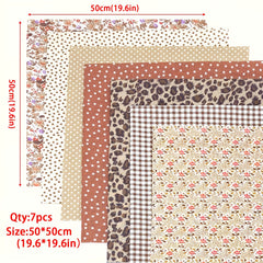 7pcs 49 78 49 Coffee Series Floral Cotton Fabric Quilting Patchwork Fabric