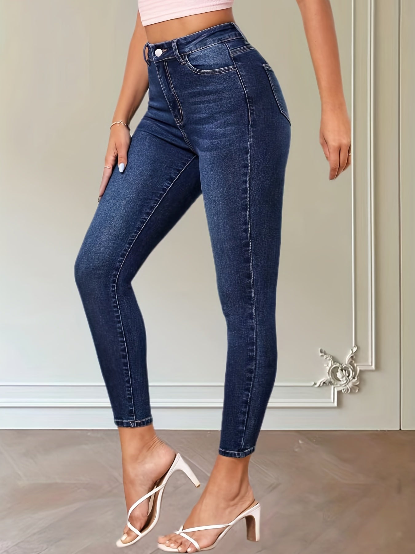 High Stretch Skinny Jeans Ankle Length Casual Denim Pants