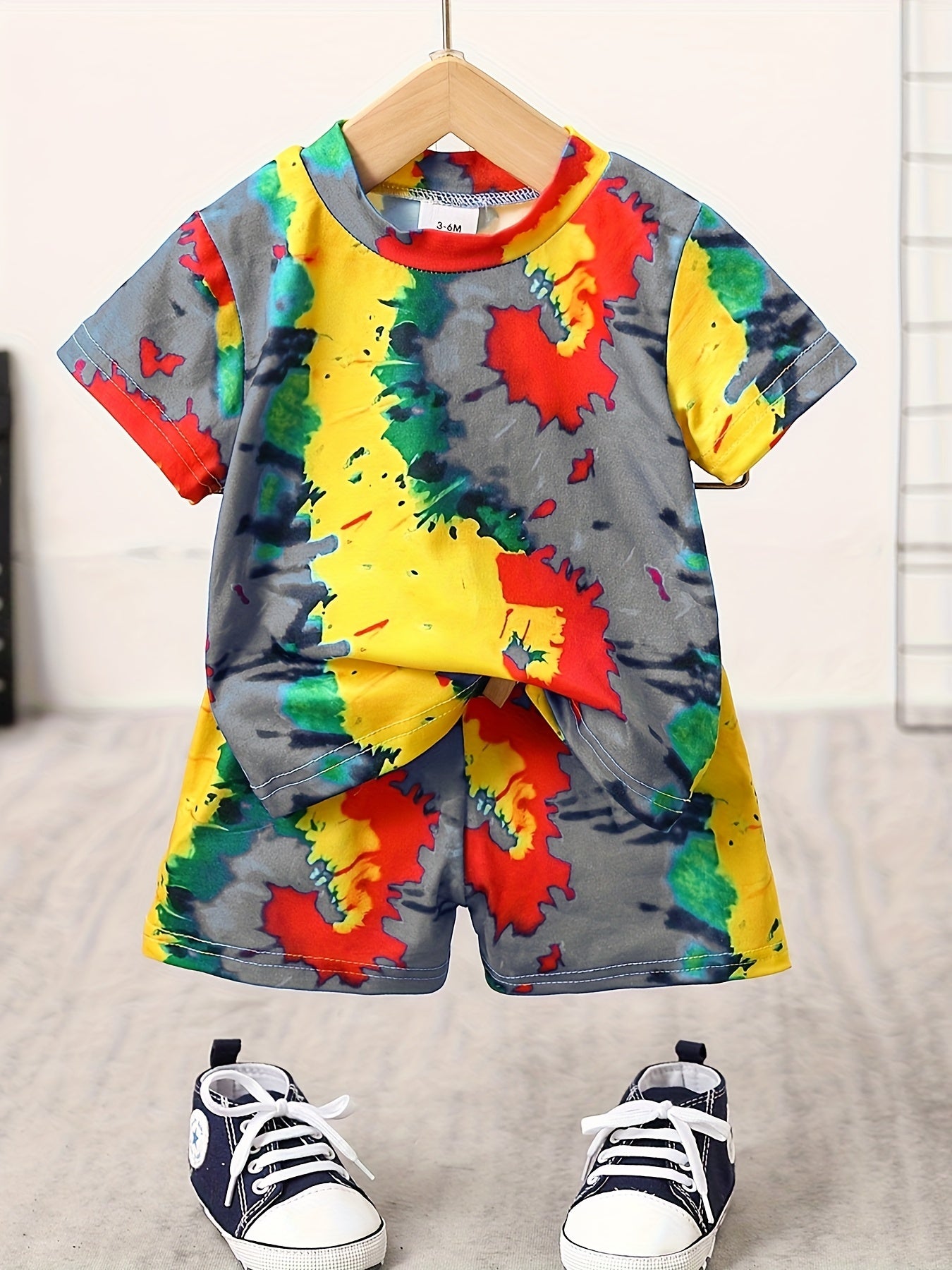 2pcs Baby Boys Tie Dye T shirt & Shorts Set Summer Baby Clothes