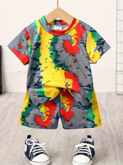 2pcs Baby Boys Tie Dye T shirt & Shorts Set Summer Baby Clothes