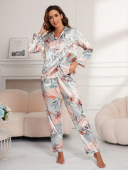 Floral Print Pajama Set Long Sleeve Top & Pants
