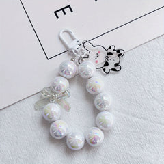 Kids Novelty Key Chain Beaded Little Rabbit Bear Pendant DIY Jewelry