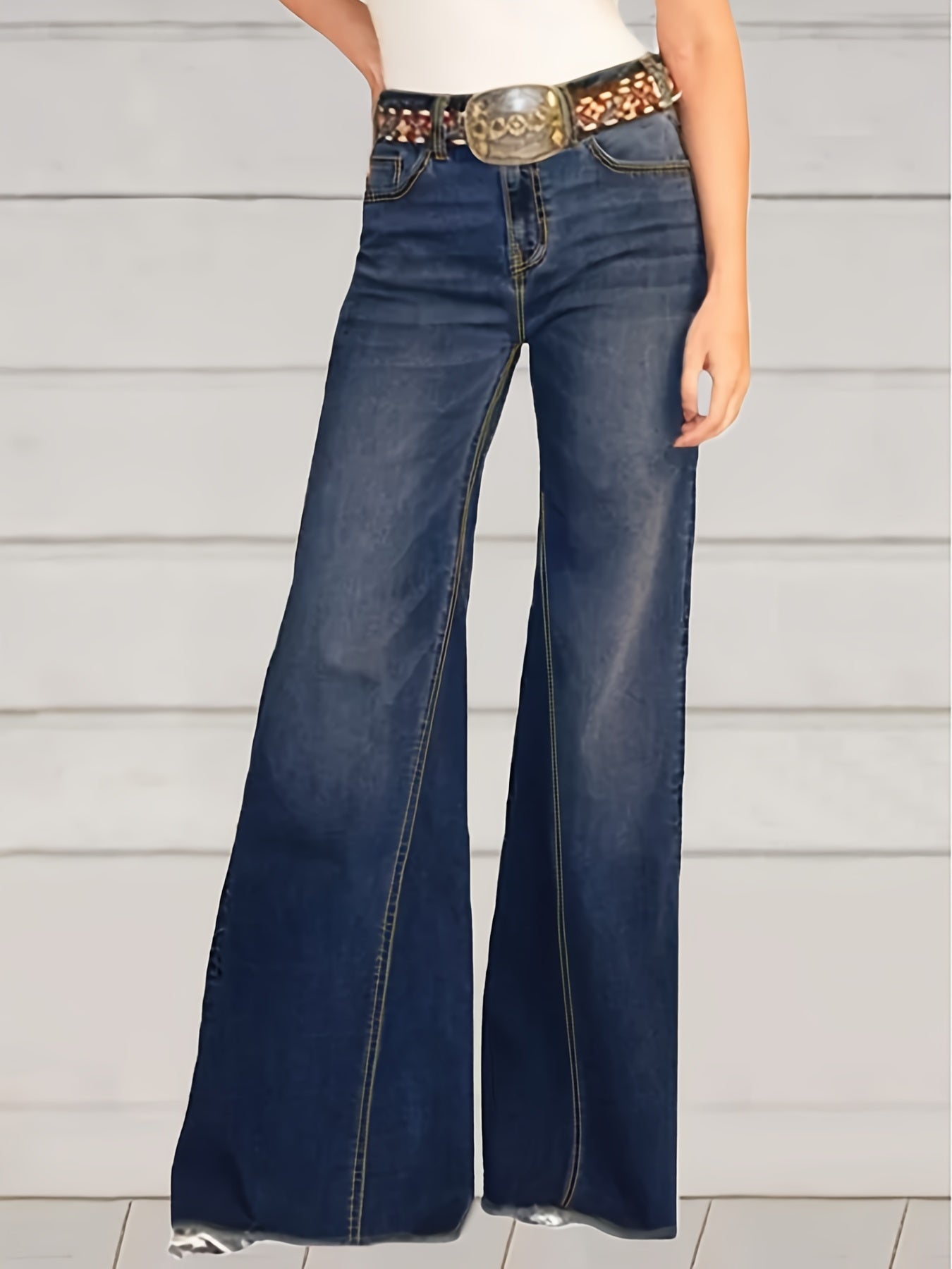 Fringe Trim Flared Leg Jeans