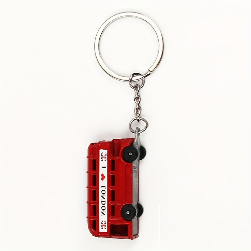 London Double Decker Bus Telephone Booth Keychains