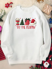 Women's Plus Christmas Lounge Top, Long Sleeve Waffle Pullover