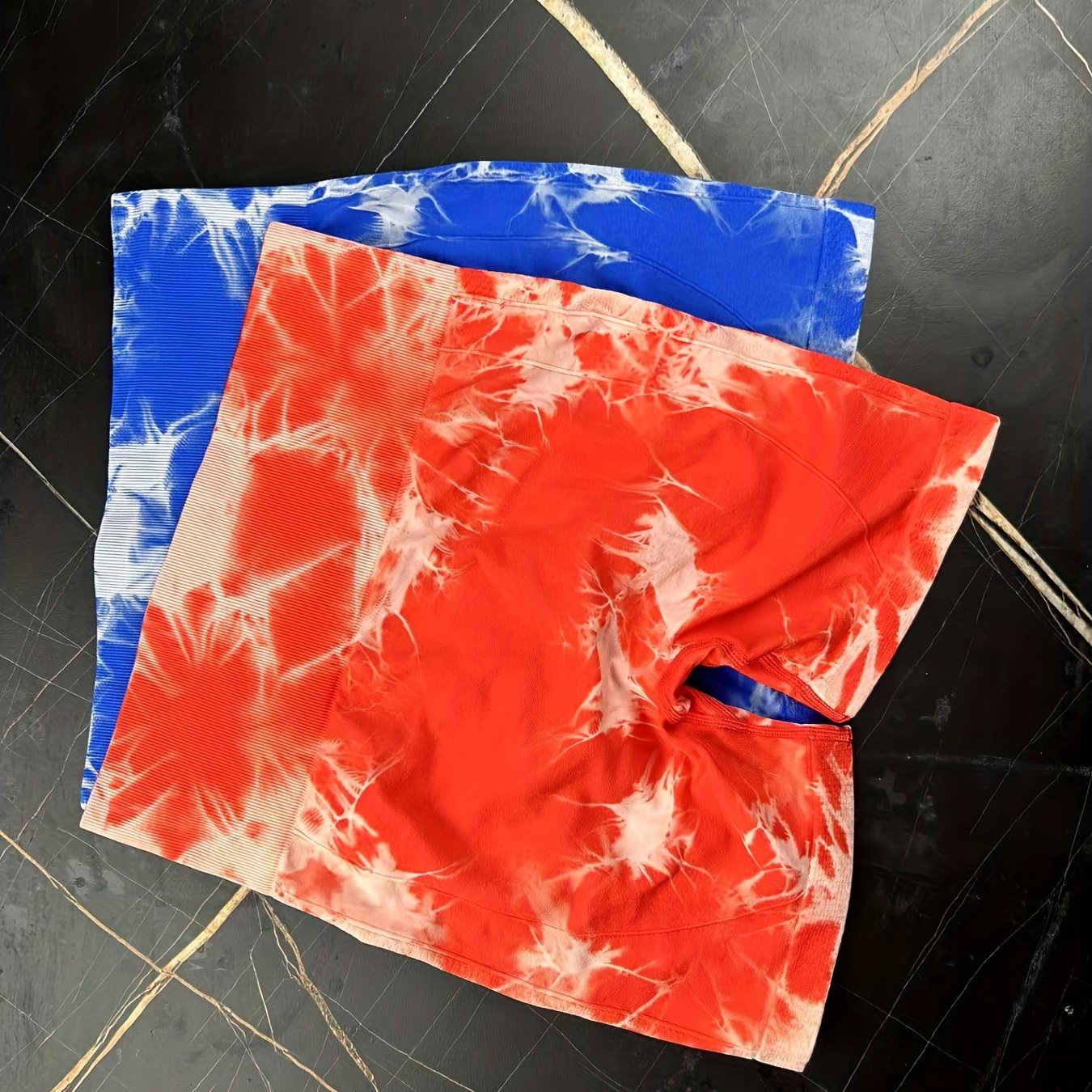2pcs Tie Dye Women's Sports Shorts for Workout Fitness Yoga
