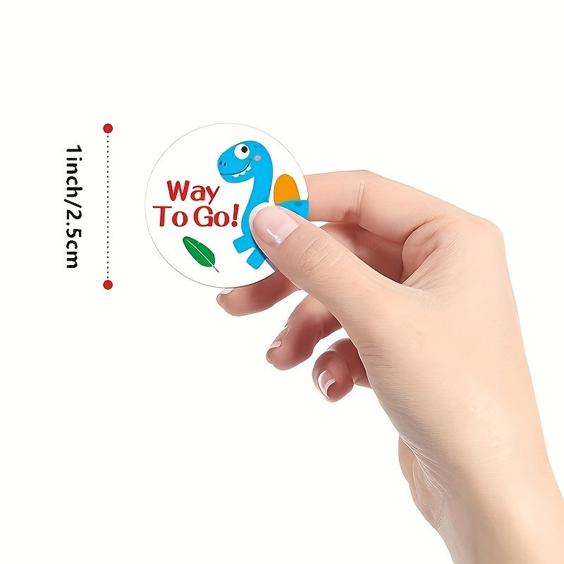 500 Holiday Cartoon Dinosaur Thank You Stickers Roll