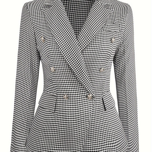 Houndstooth Print Slim Blazer