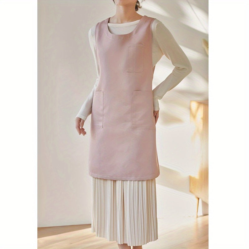Adjustable Dress Style Apron with Pockets for Chef Gardening Cooking Baking