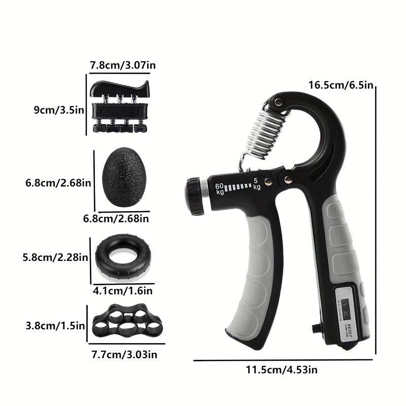 Hand Grip Strengthener Kit Forearm Exercise Tool Adjustable Resistance