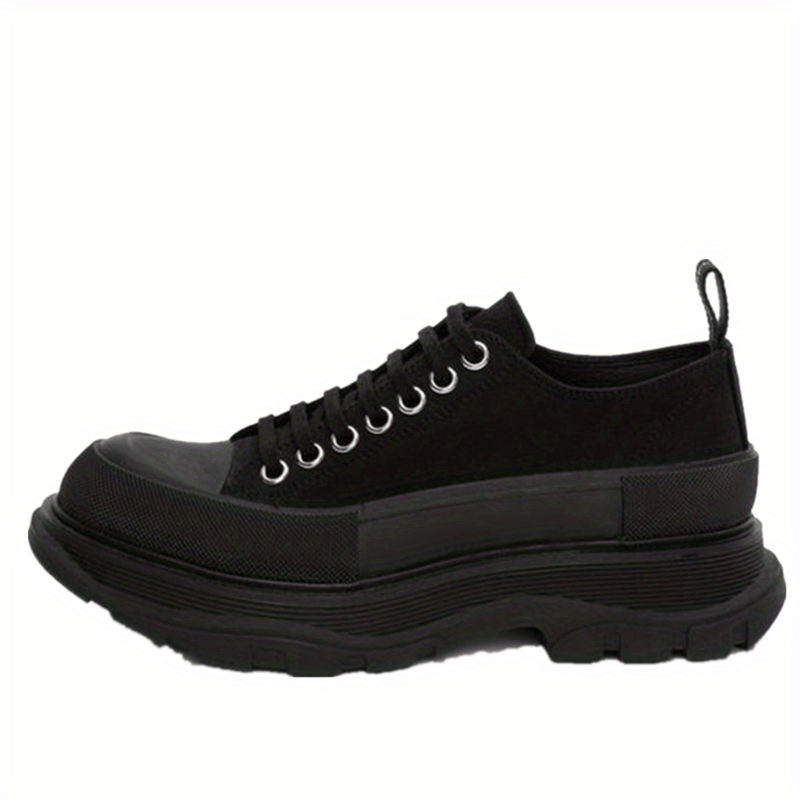 Women's Chunky Heel Platform Canvas Sneakers
