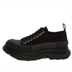 Women's Chunky Heel Platform Canvas Sneakers