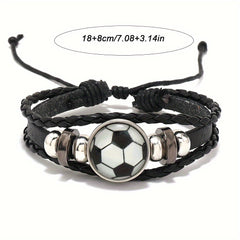 Sporty Style Handwoven Bracelet Basketball Football Beads Charm Woven Rope