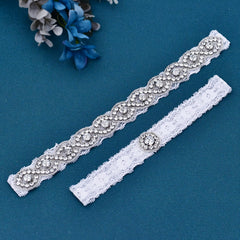 Lace Leg Garter Belt with Rhinestones - Sexy Lingerie Accessory