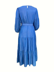 Women's Plus Solid Bubble Sleeve Midi Smock Dress