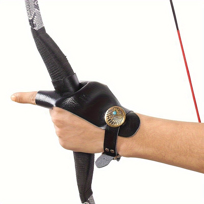 Archery Hand Guard Traditional Bow Finger Guard PU Leather Archery Glove