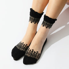 5 Pairs Lace No Show Socks Women's Stockings & Hosiery