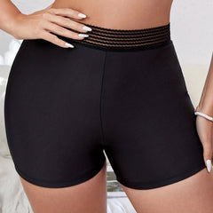 High Waist Bikini Shorts Solid Stitching Detail Bottoms