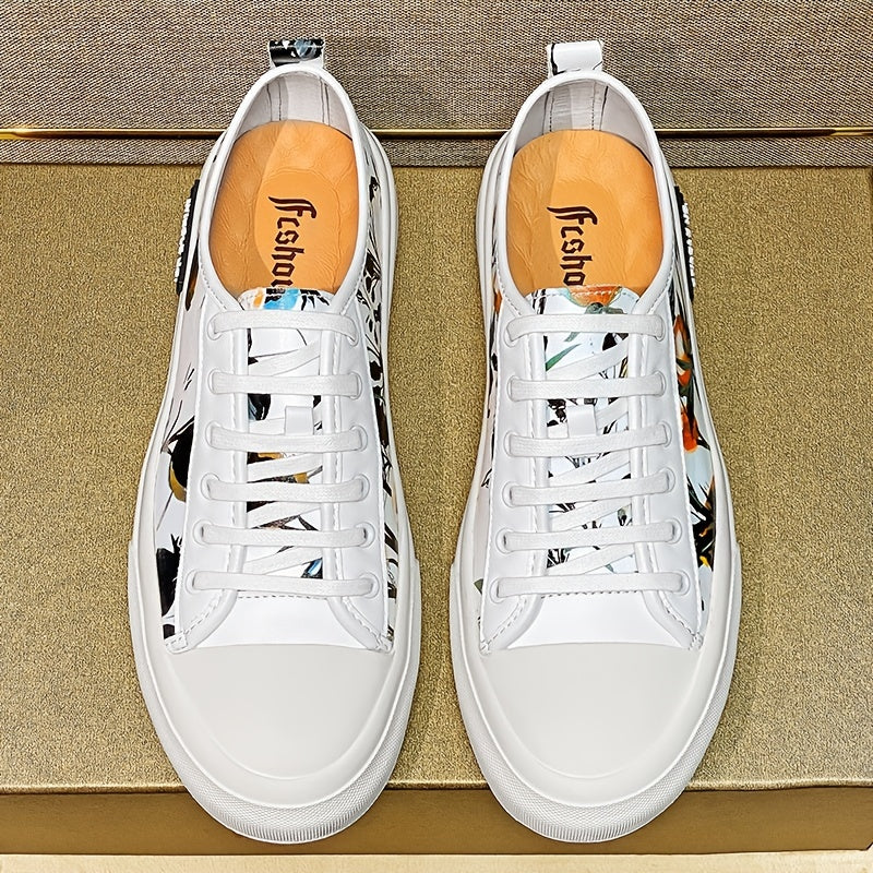 Men's Flower Print Sneakers Lightweight Walking Shoes