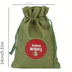 Christmas Advent Calendar Burlap Hanging Gift Bag DIY Candy Storage Pouches