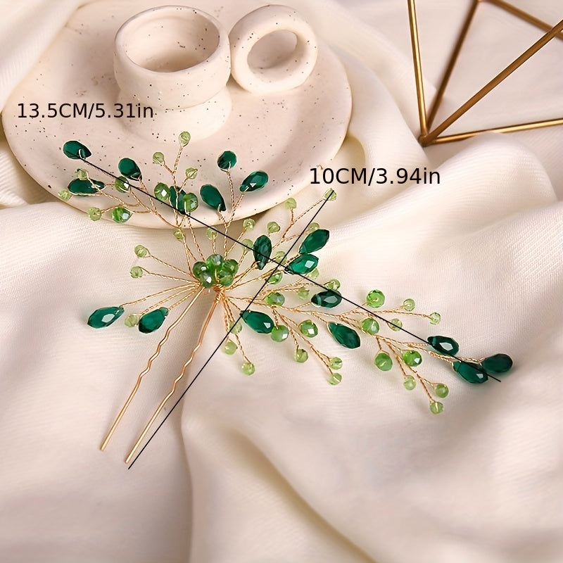 Crystal Hair Pin Head Jewelry U shaped Hairpin Ponytail Holder Hair Accessories