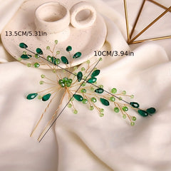 Crystal Hair Pin Head Jewelry U shaped Hairpin Ponytail Holder Hair Accessories
