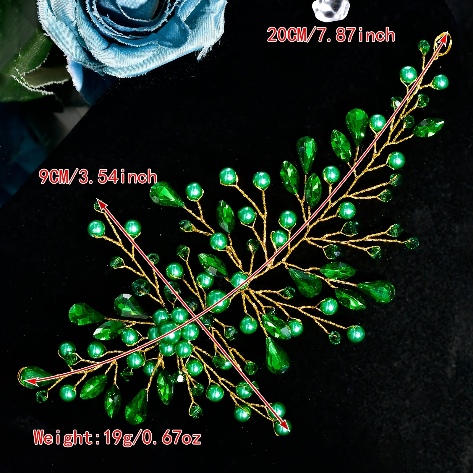 Green Bead Retro Bridal Hairband Vintage Wedding Hair Accessory